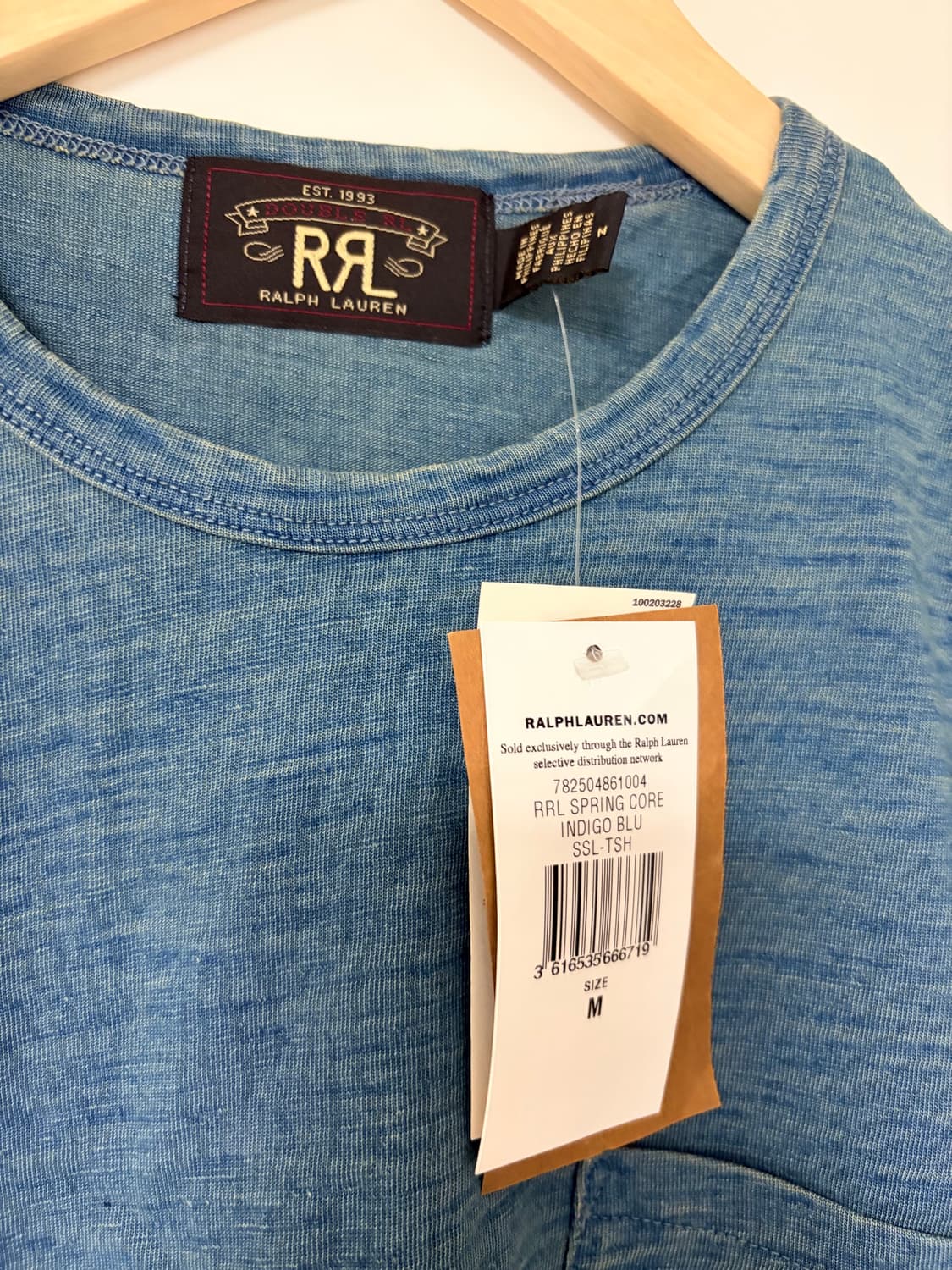 RRL 더블알엘 인디고 코튼 크루넥 티셔츠 워시드 블루 인디고 M 상품이미지3