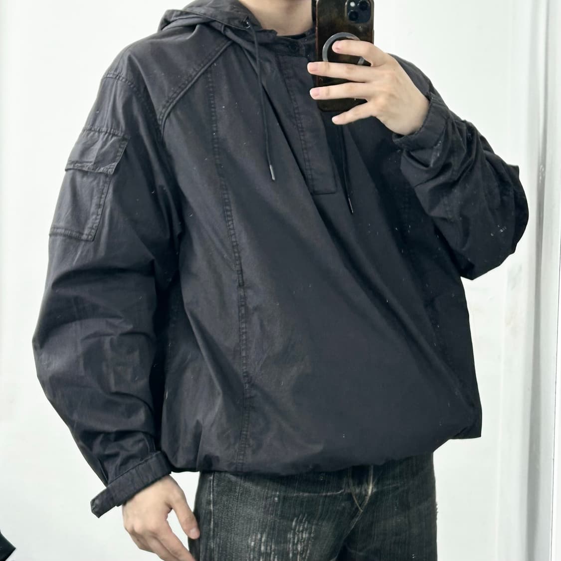 준지 22SS 가먼트다이드 엘라스틱 후드 아노락 상품이미지1