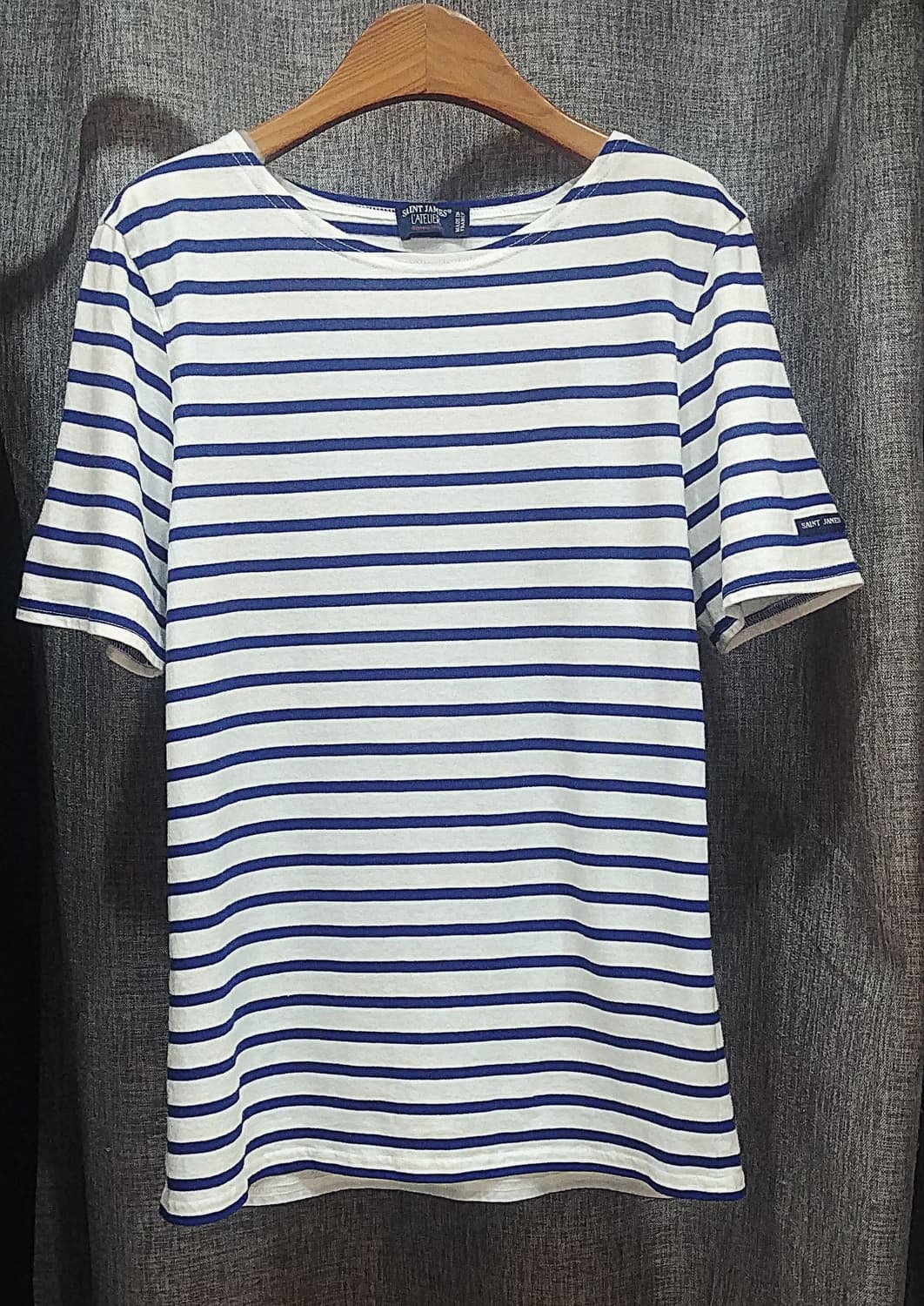 세인트제임스 레반트 모던 스트라이프 반팔 (화이트/블루, 여성 M) 상품이미지1