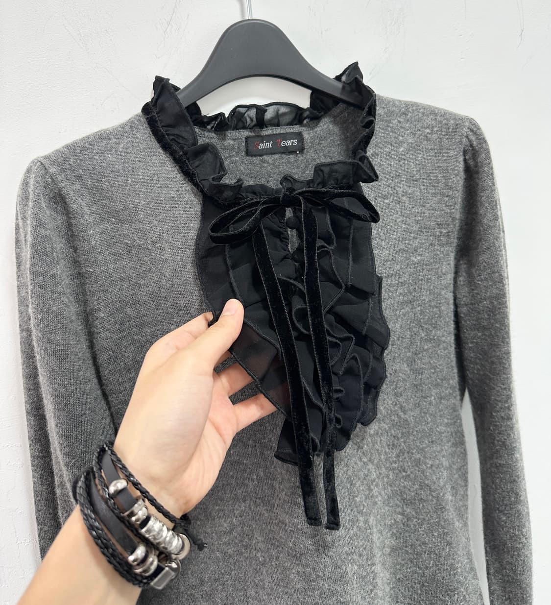 Vintage ribbon ruffle knit top 상품이미지9