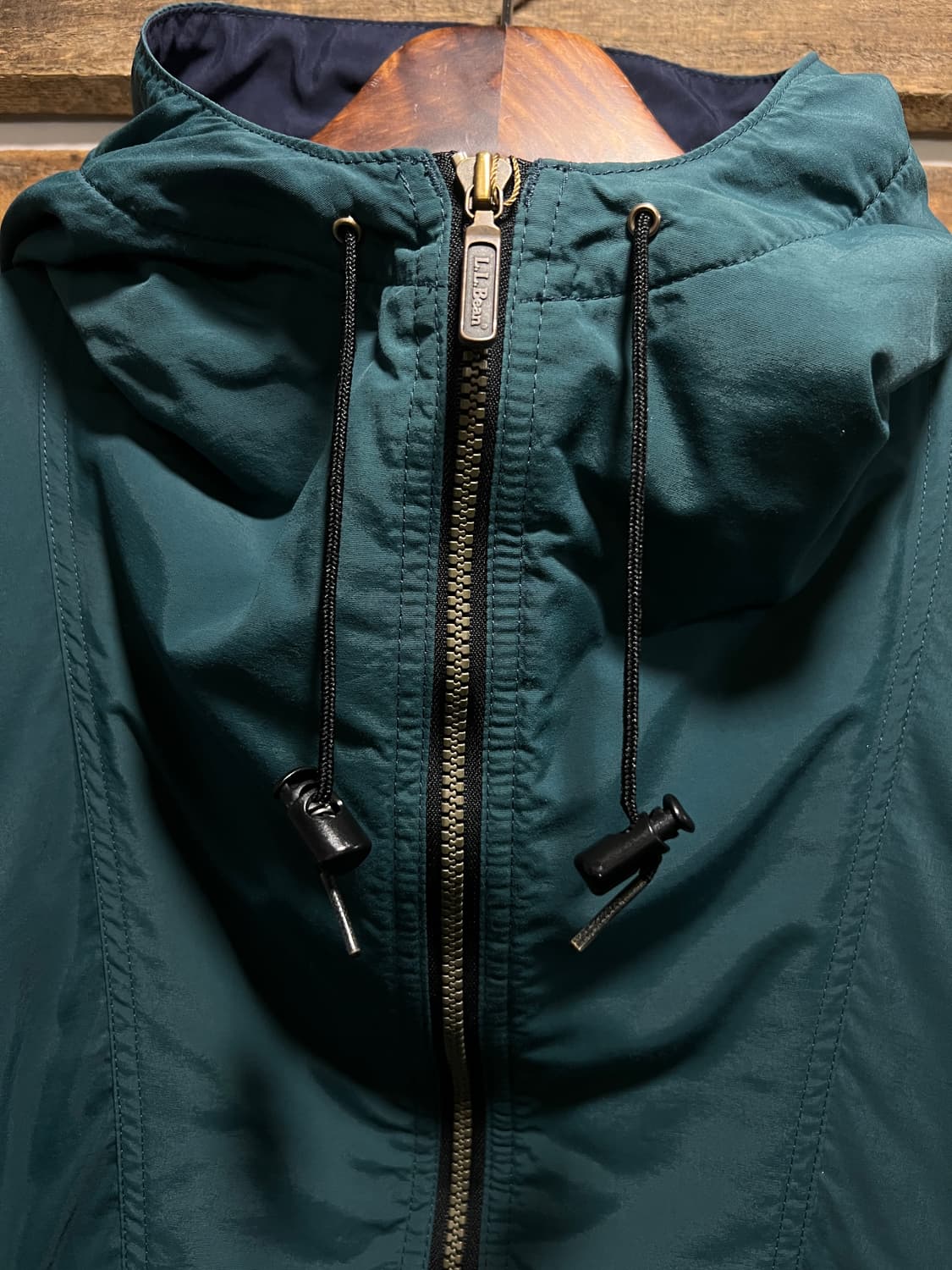 [M]90's 엘엘빈 USA Made 신슐레이트 그린 나일론 후드 자켓 상품이미지3