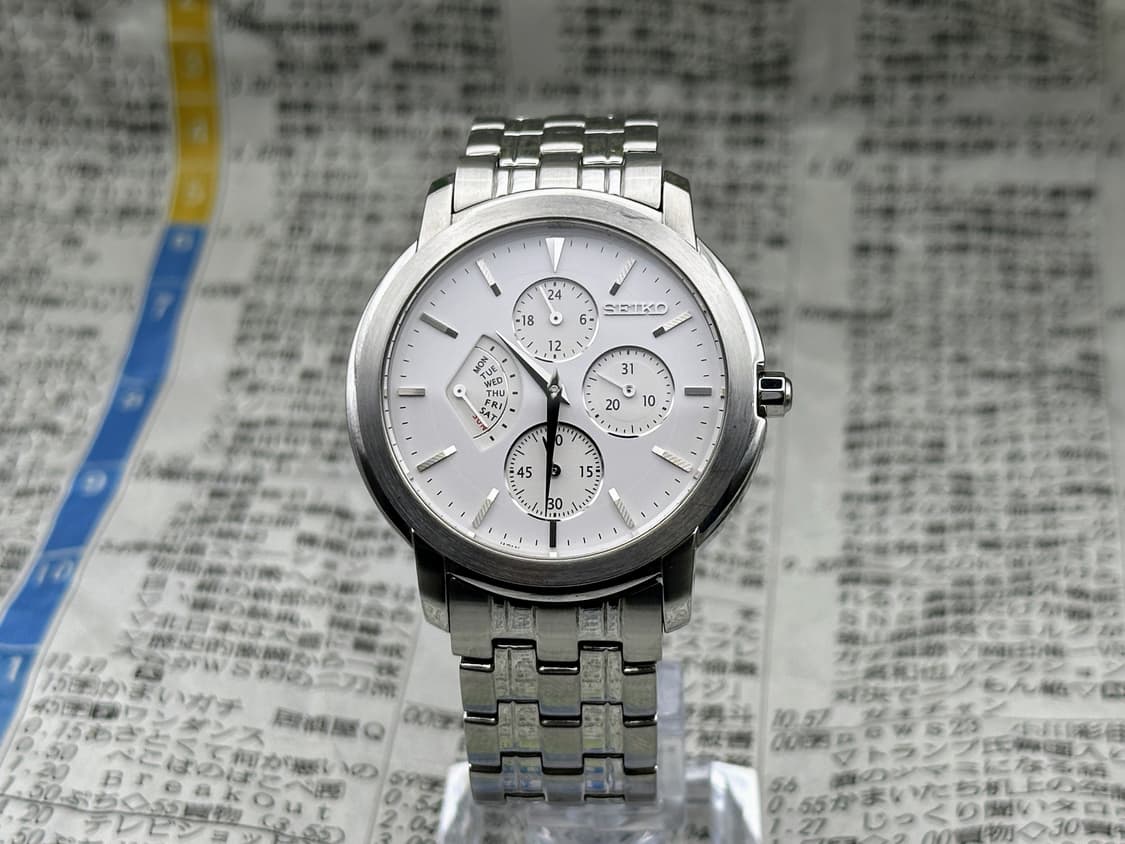 [희귀 모델] 세이코 멀티펑션 쿼츠 화이트실버 SCJF009(상태양호) 상품이미지1