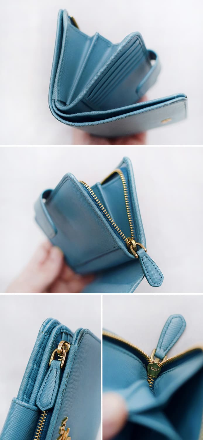 프라다 사피아노 메탈 로고 지퍼포켓 중지갑 (에메랄드 블루) 상품이미지9