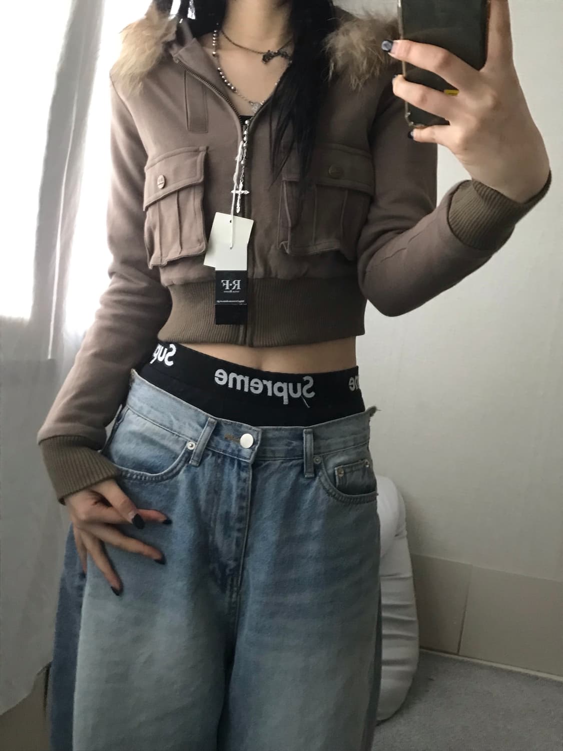 빈티지 브라운 울프죠 후드집업 상품이미지6