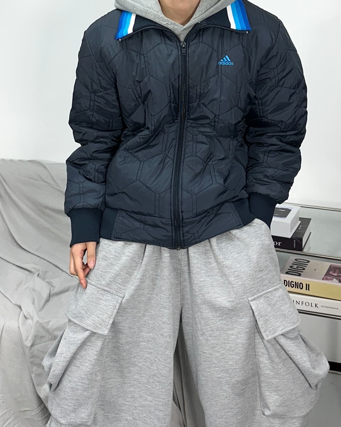 아디다스 네이비 퀄팅 자켓 105 상품이미지2