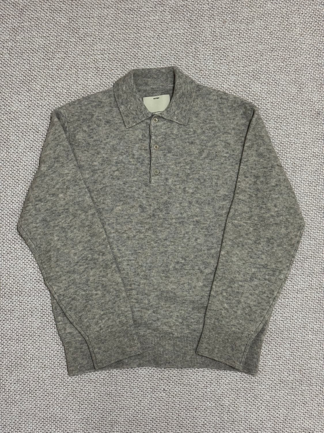 포터리 컴포트 폴로 니트 라이트 그레이 4사이즈 상품이미지1