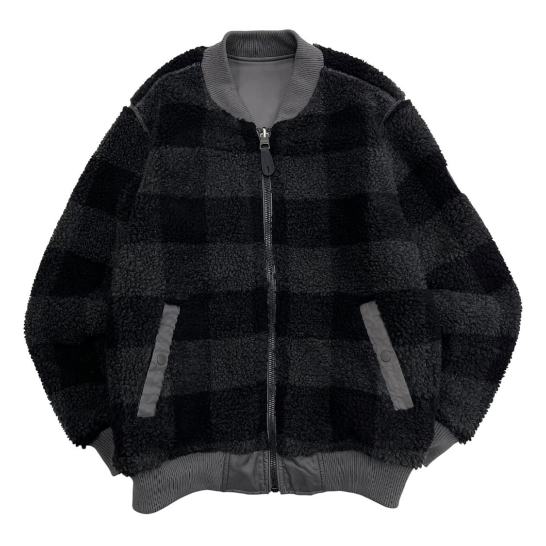 지프 체커보드 뽀글이 리버시블 차콜 항공 점퍼 L 상품이미지4
