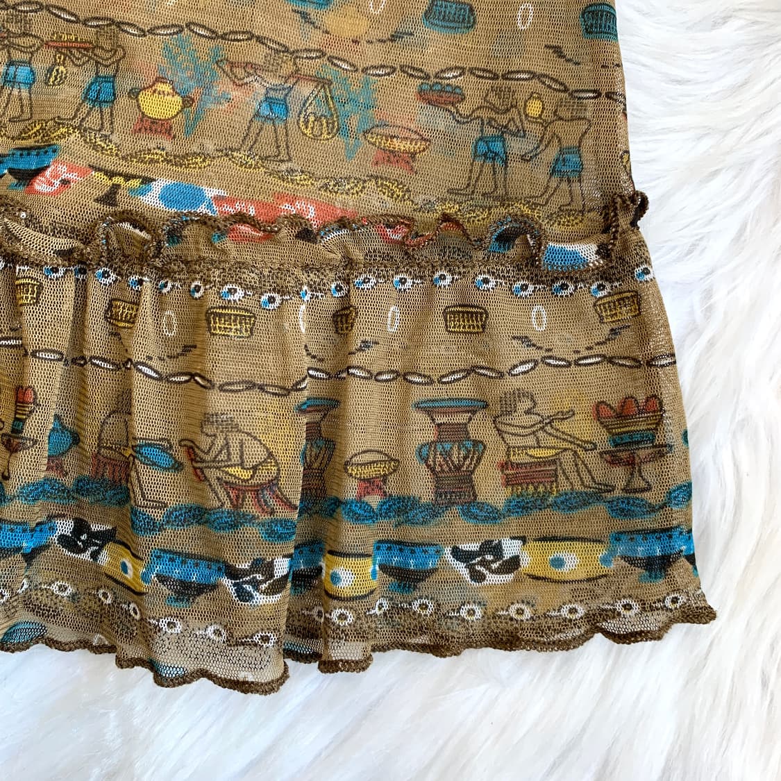 일본 빈티지 Cozy chic 에스닉 패턴 오픈 블라우스 나시 1550 상품이미지8