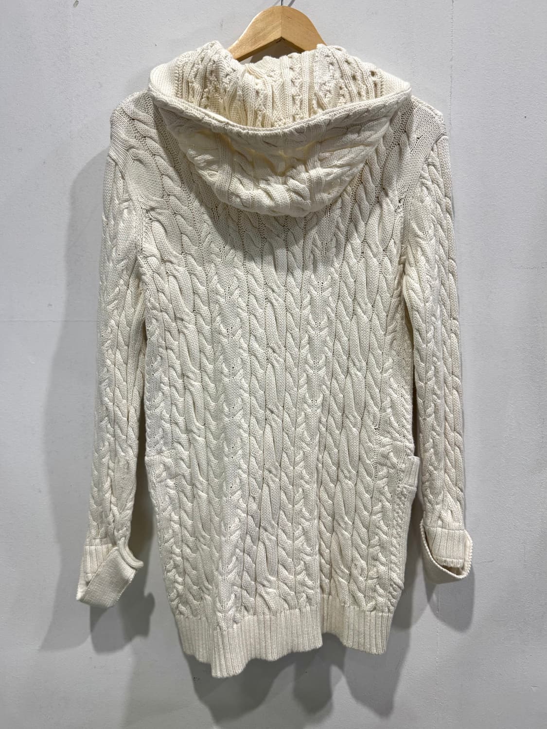 랄프로렌 아이보리 케이블 니트 후드 가디건 상품이미지2