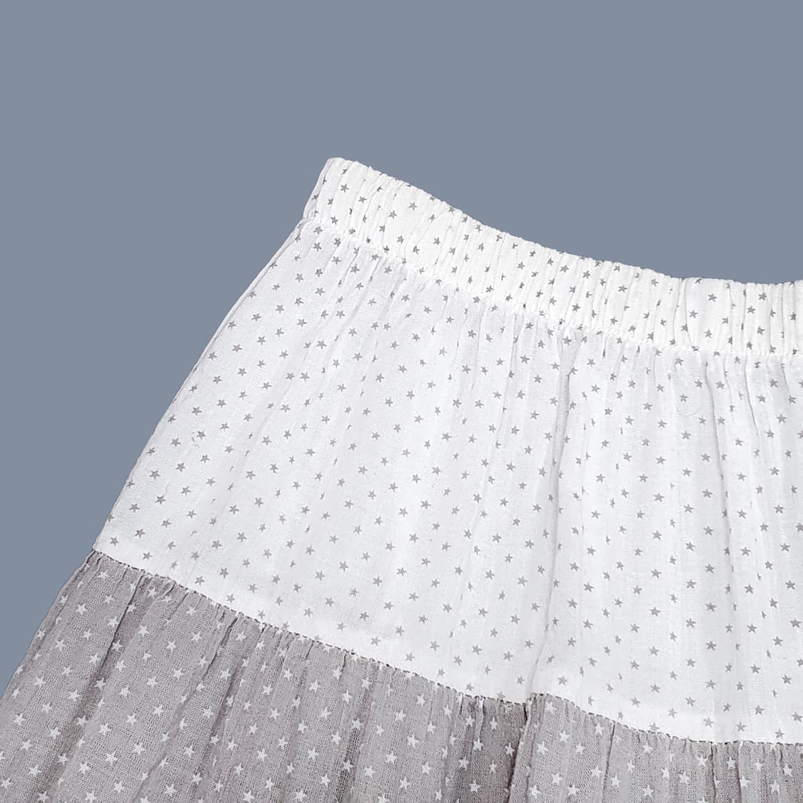 별 도트 패치워크 밴딩 미디 스커트 그레이 상품이미지3