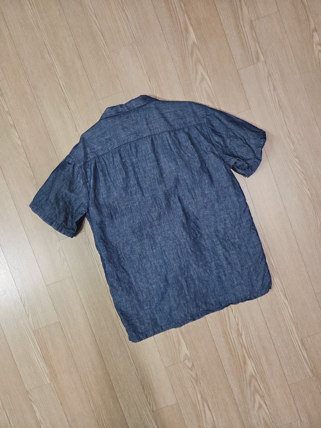 에드윈 리넨 코튼 블루 워시드 하프 셔츠 상품이미지8