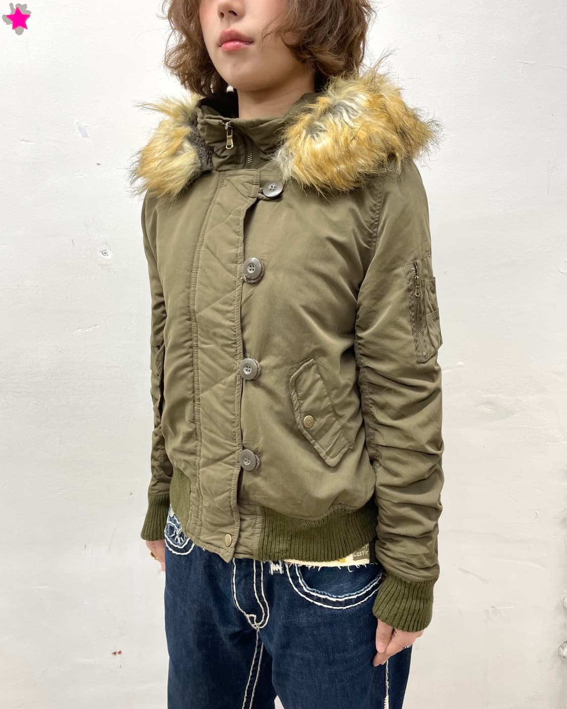Shirring Khaki Cropped Padded Jacket  상품이미지4