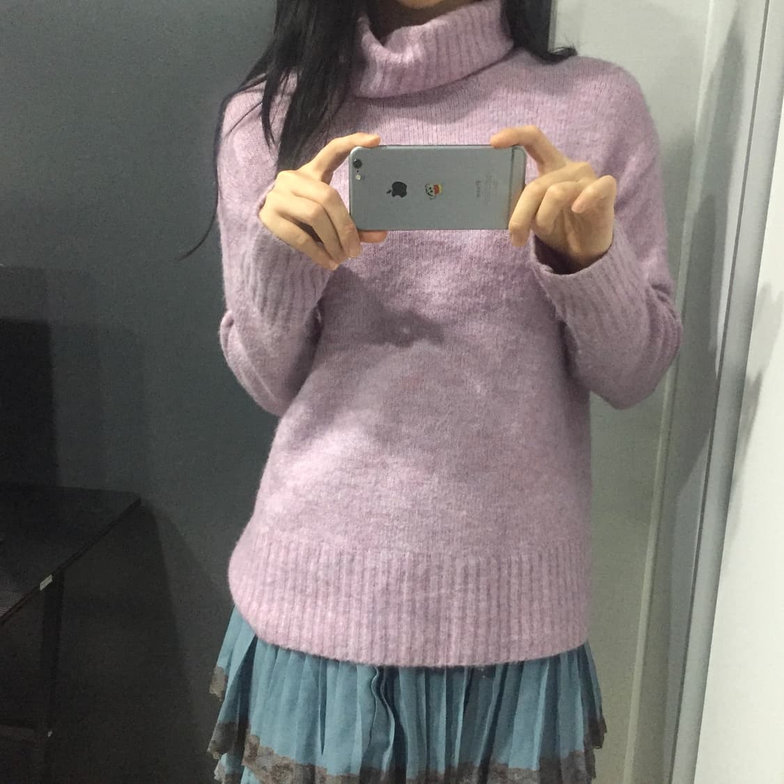 JPV 하구미 사와코 터틀넥 풀오버 라일락 멜란지 니트 상품이미지4