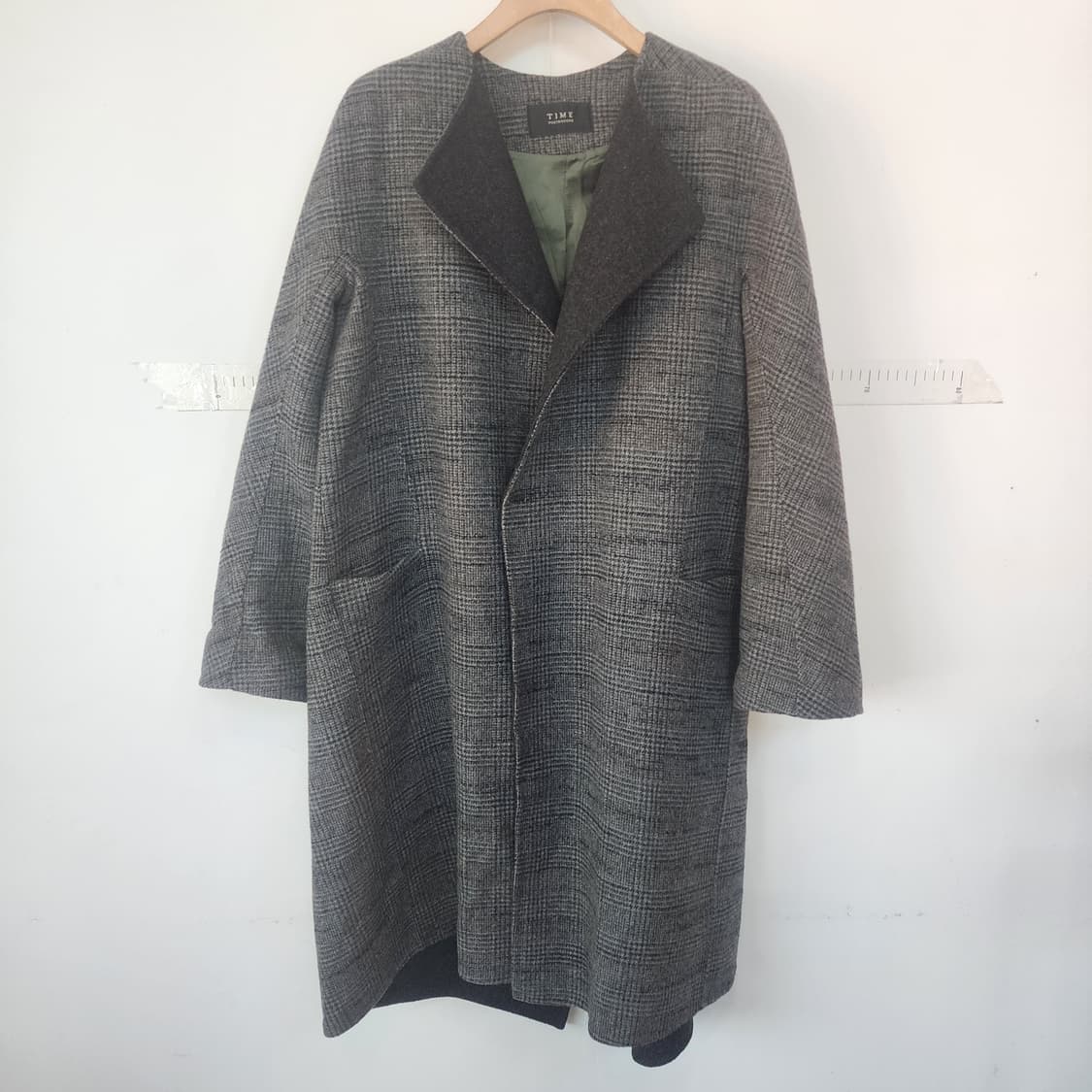 TIME 타임 체크 롱 코트 상품이미지1