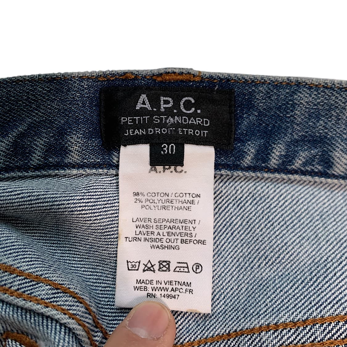 A.P.C 아페쎄 쁘띠 스탠다드 데님 팬츠 30 상품이미지2