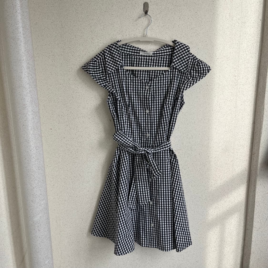 깅엄 체크 셔츠 민소매 원피스 상품이미지1