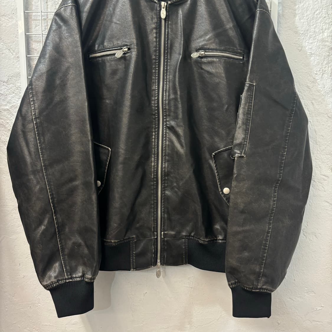 VTG 구빈 블랙 비건 레더 자켓 L 상품이미지4