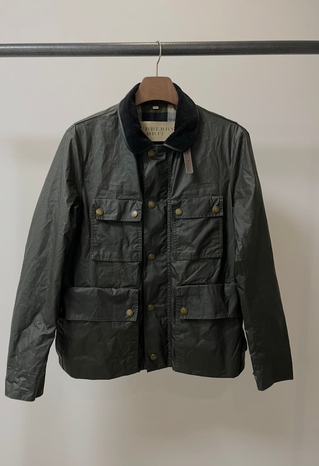 (M) 버버리 브릿 투웨이 올리브 왁스 자켓 상품이미지1