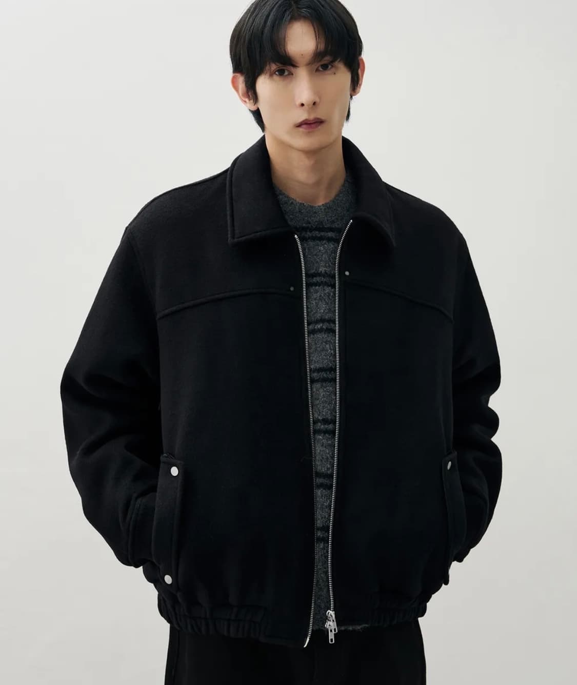 (L) 드로우핏 울 카라 집업 블루종 자켓 [BLACK] 상품이미지1