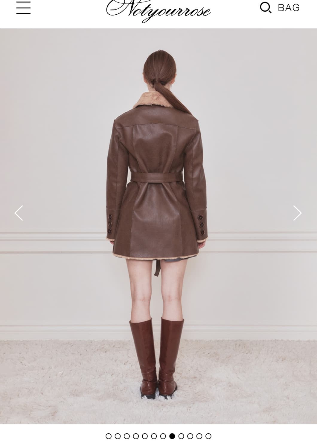 낫유어로즈 무스탕 리버서블 코트 브라운 상품이미지5