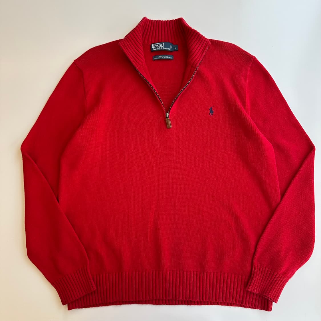 폴로 랄프로렌 딥레드 코튼 하프집업 니트 상품이미지2