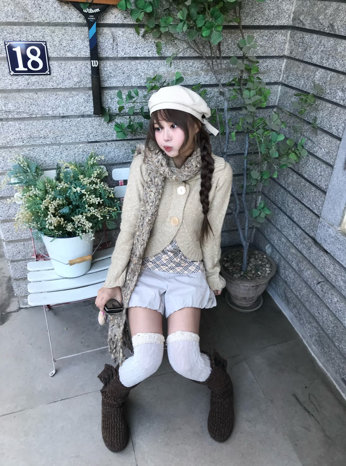 버버리 베이지 펌킨팬츠 모리걸 코디세트 상품이미지3