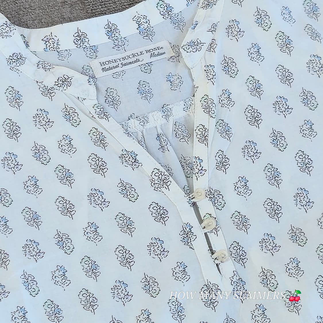 Honeysukle rose 화이트 블루/그린 패턴 블라우스 상품이미지6