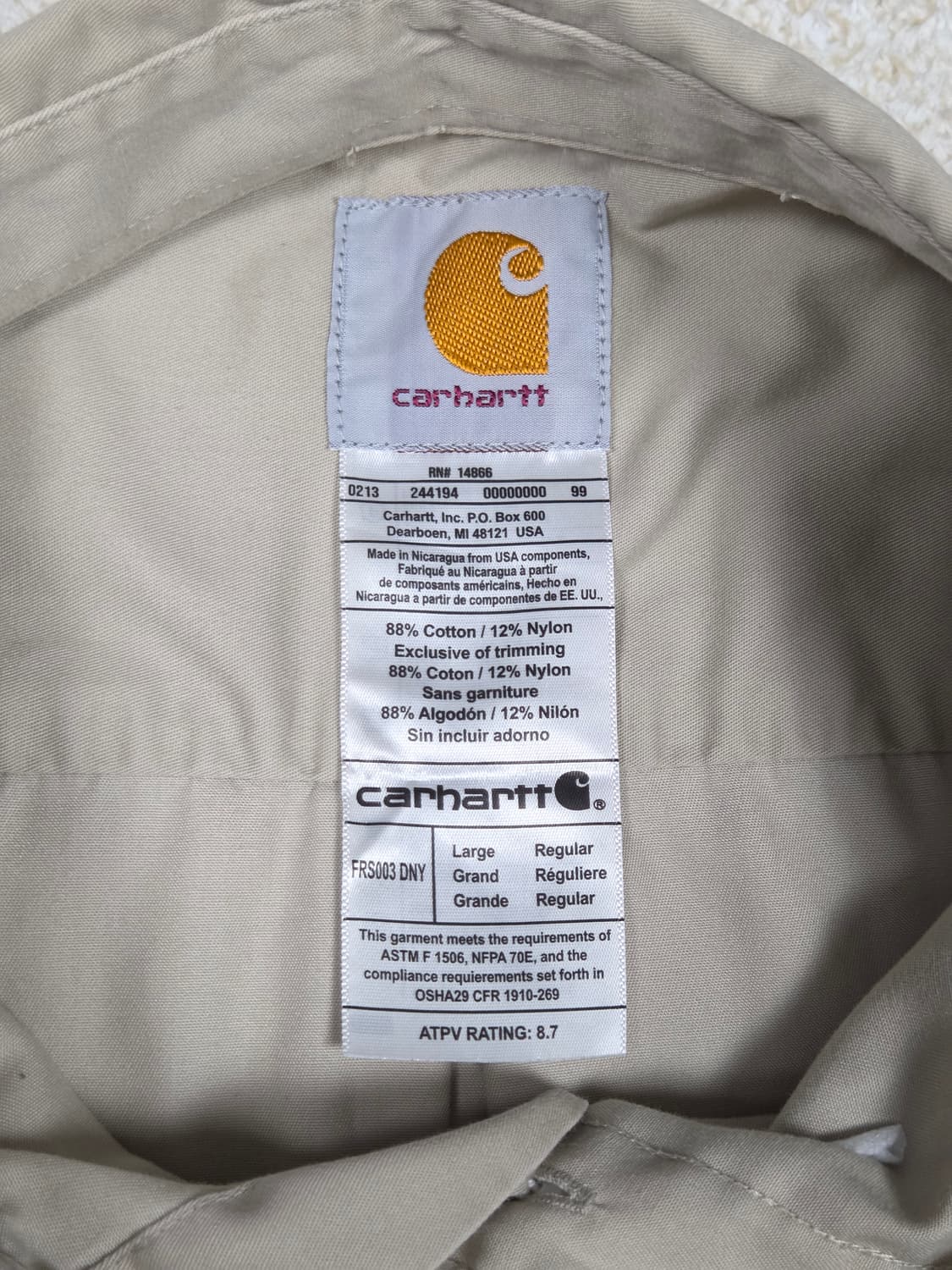 [칼하트] FR 포스 코튼 반팔 워크 셔츠 | S00062 상품이미지3