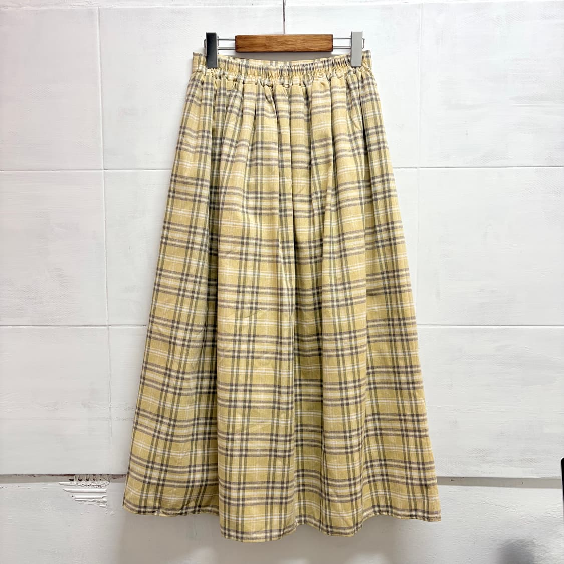 terawear emu 코튼 체크 롱 플레어 스커트 L JPN 상품이미지3