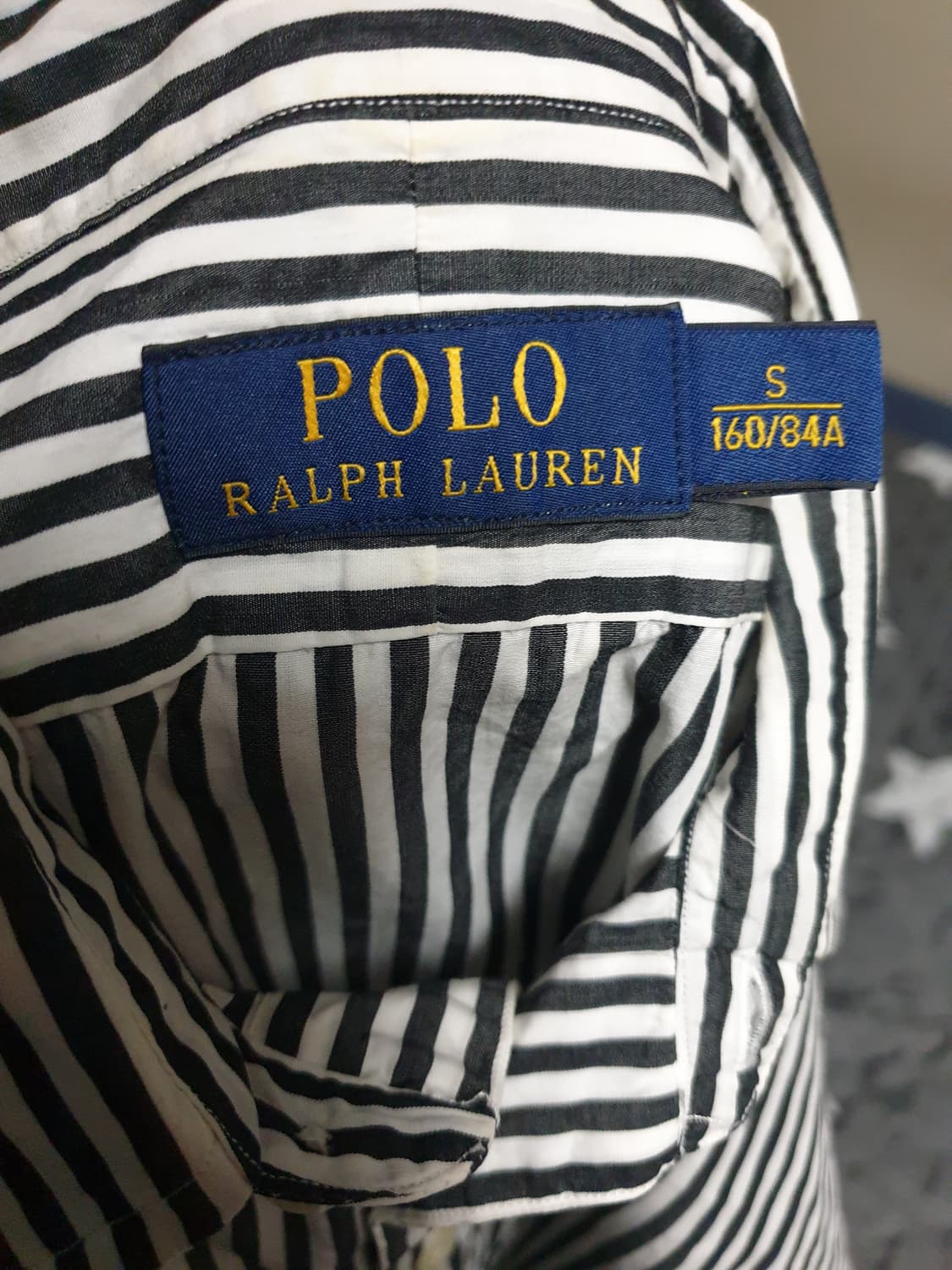 폴로랄프로렌 소매 레터링 로고 반버튼 스트라이프 긴팔셔츠 블랙 (S) 상품이미지4