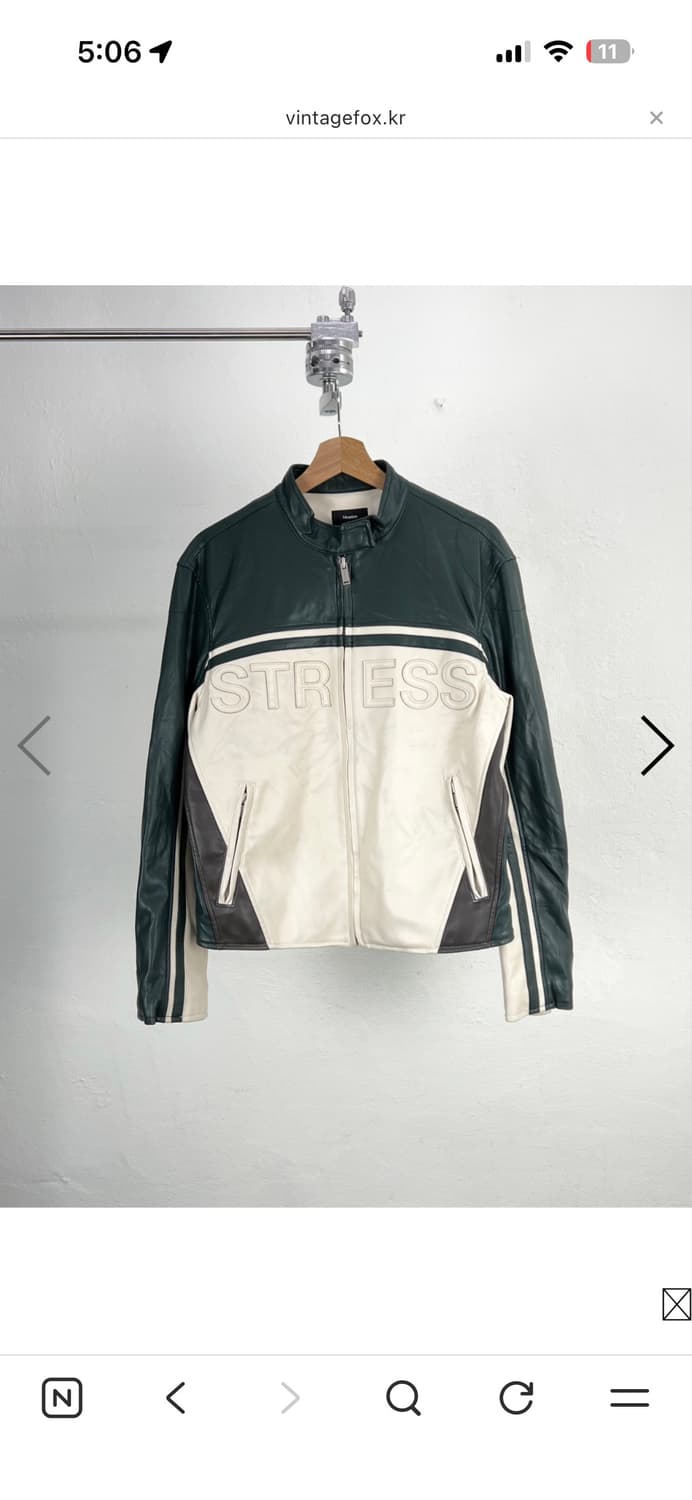 민타임 그린 모터사이클 레더 자켓 상품이미지1