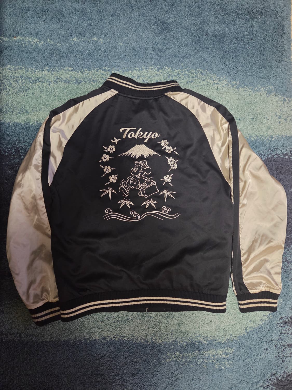 일본 빈티지 블랙 화이트 미키마우스 콜라보 스카잔 스카잔 자켓 M 상품이미지4