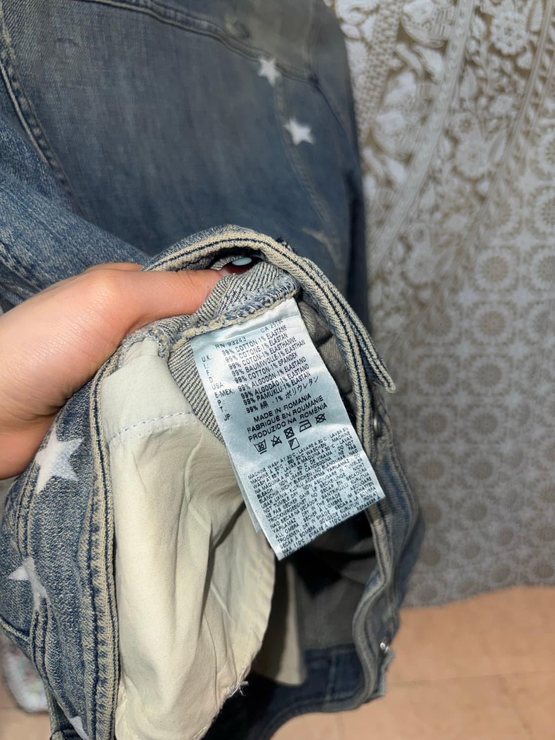 디젤 빈티지 여성 별 프린팅 데님 트러커 자켓  상품이미지5