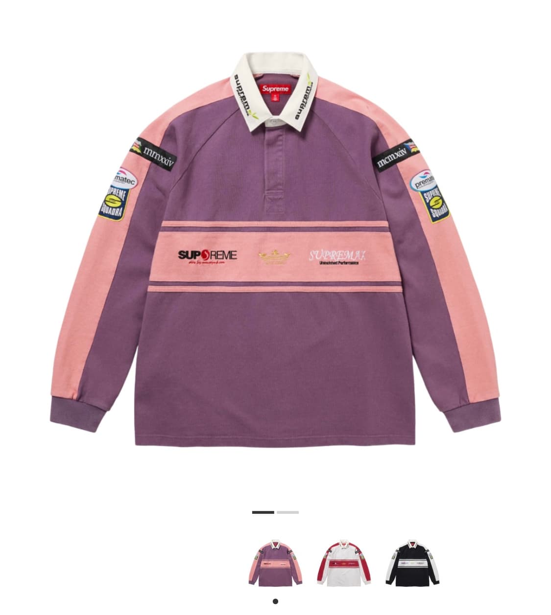 슈프림 체스트 스트라이프 럭비 퍼플 XXL 사이즈 판매합니다. 상품이미지1