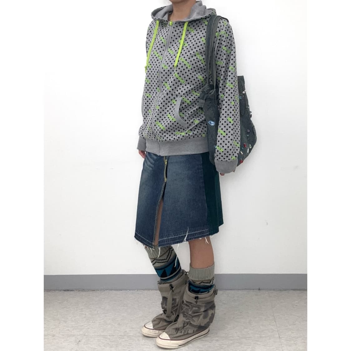 빈티지 데님 미디 스커트 상품이미지2