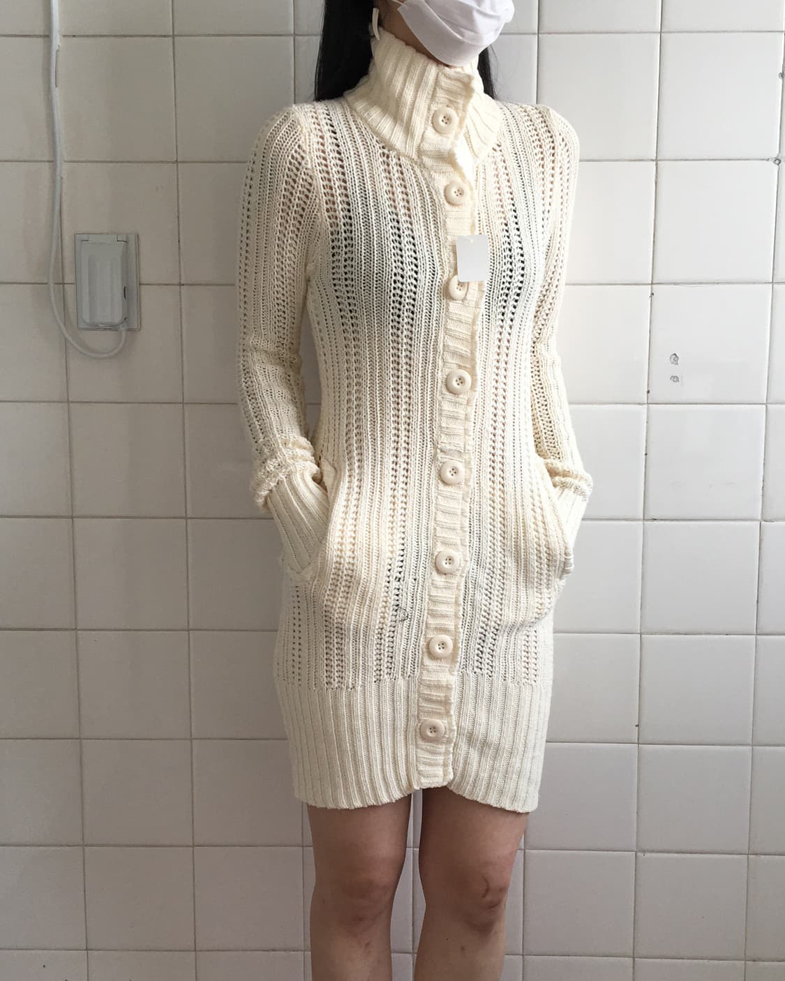 High neck knit long cardigan 상품이미지6