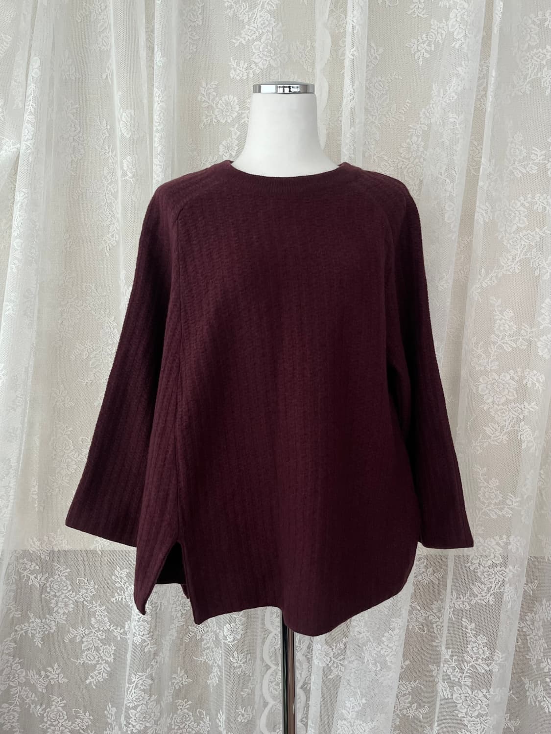 F) 한섬 SJSJ 울 100 루즈핏 니트 버건디 상품이미지1