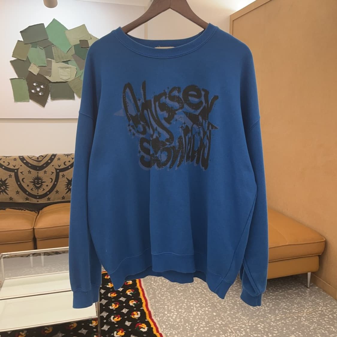 슬로우애시드 키치 프린팅 인디블루 맨투맨 L C07448 상품이미지3