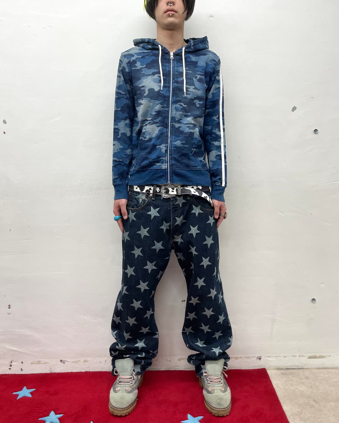 Blue Camo Stripe Hooded Zip-Up  상품이미지4