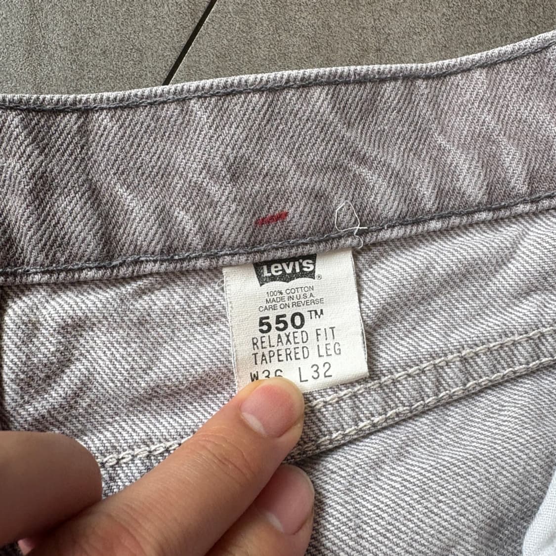 95년 미국 생산 리바이스 550 데님 오렌지탭 그레이 팬츠 상품이미지5