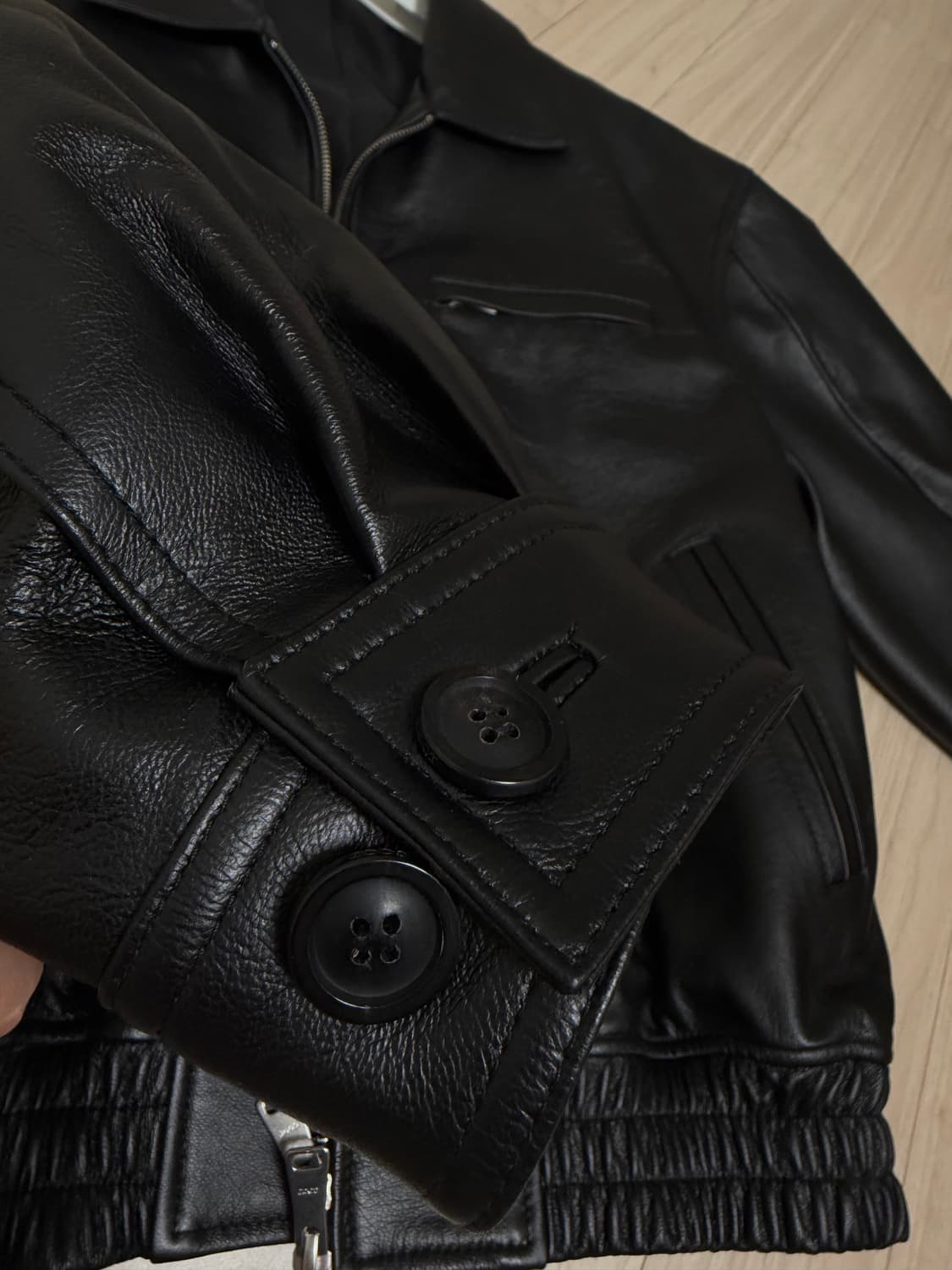 쿠어 오버사이즈 고트 레더 점퍼 블랙 S 우먼 상품이미지10