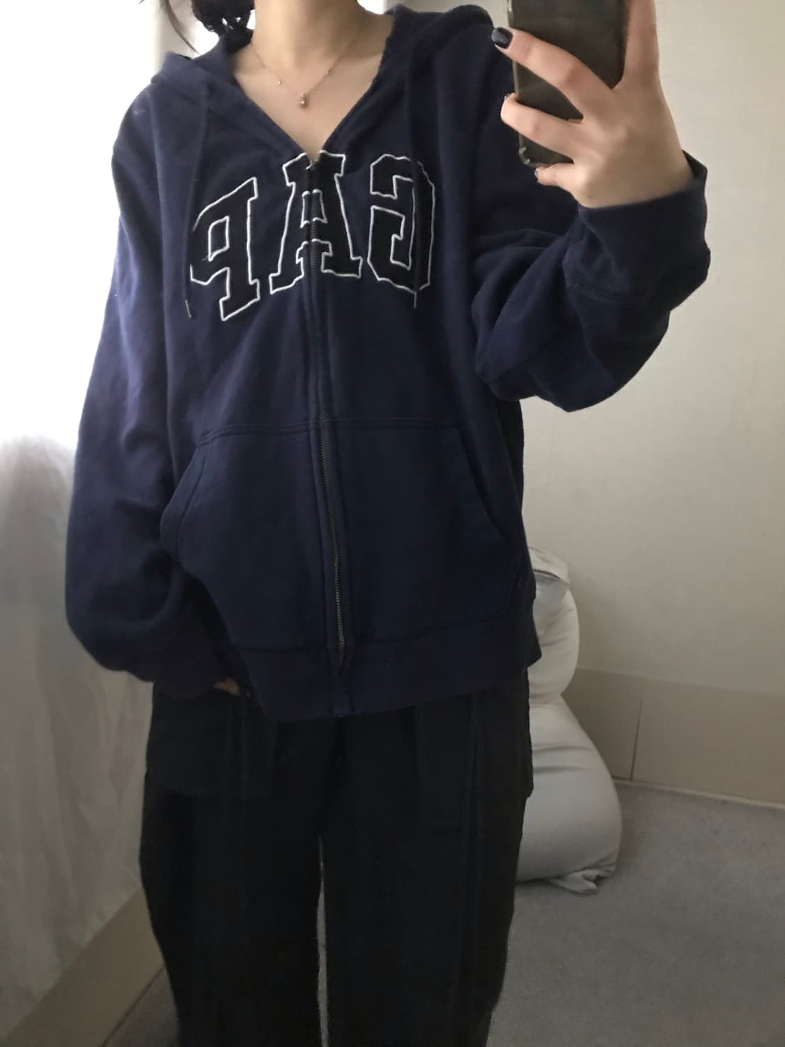 갭 네이비 오버핏 후드집업 상품이미지3