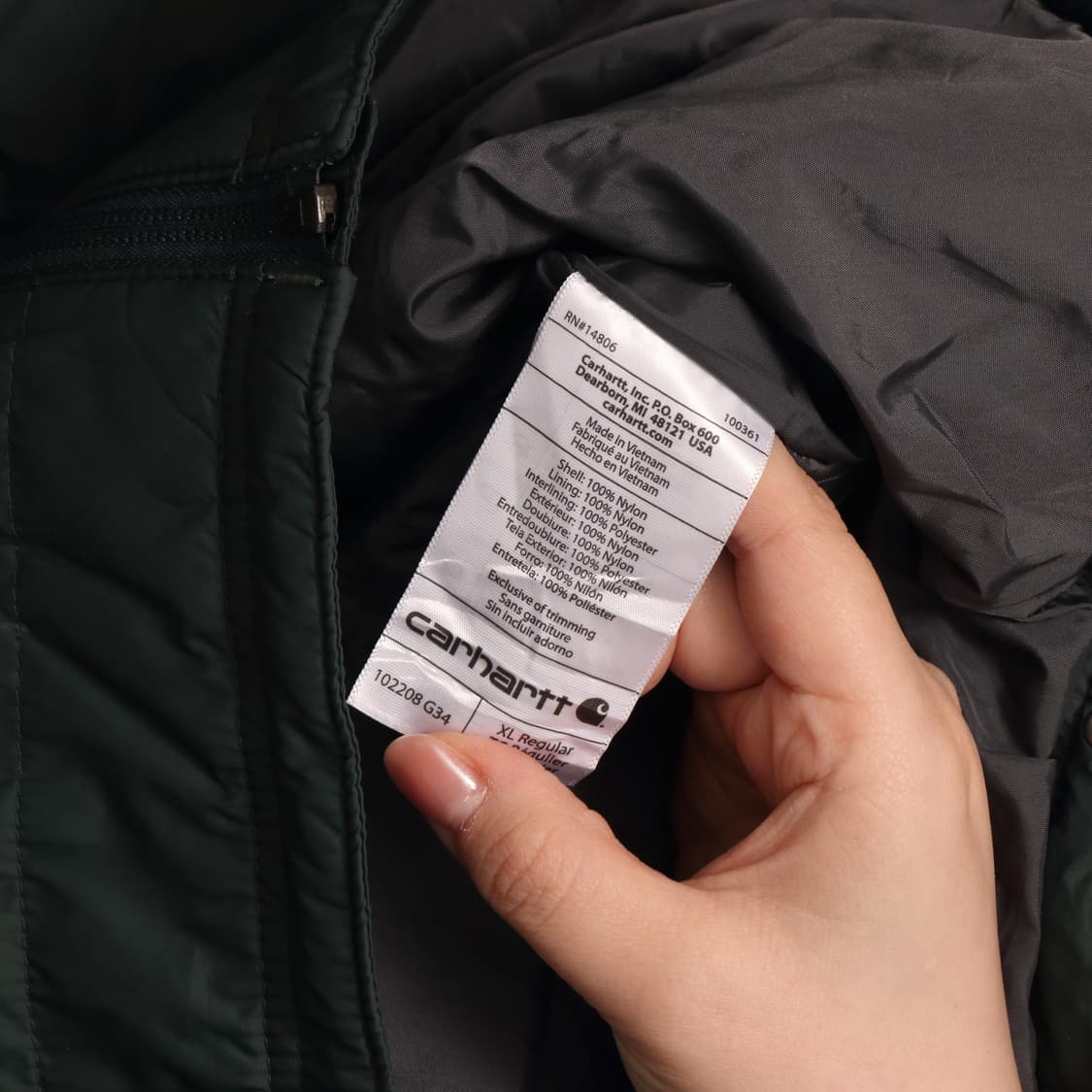 칼하트 딥그린 경량패딩 A1851 상품이미지4