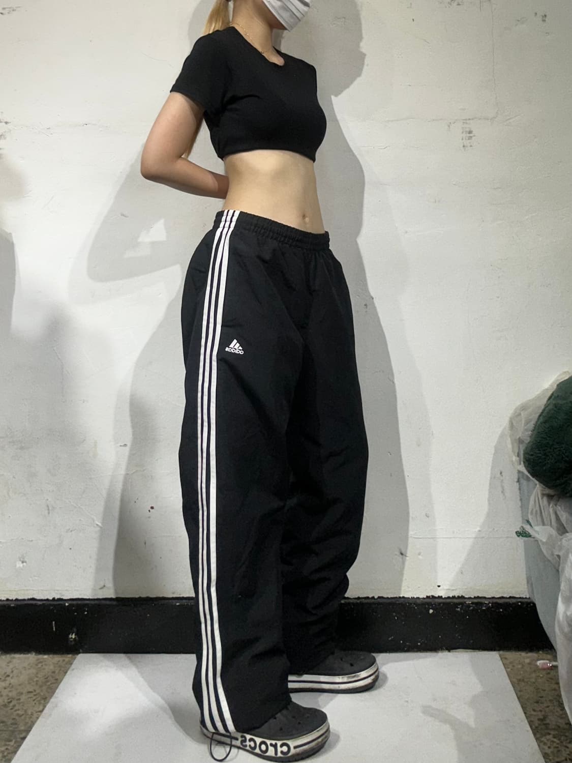아디다스 블랙 화이트 삼선 트레이닝 팬츠 100 상품이미지1