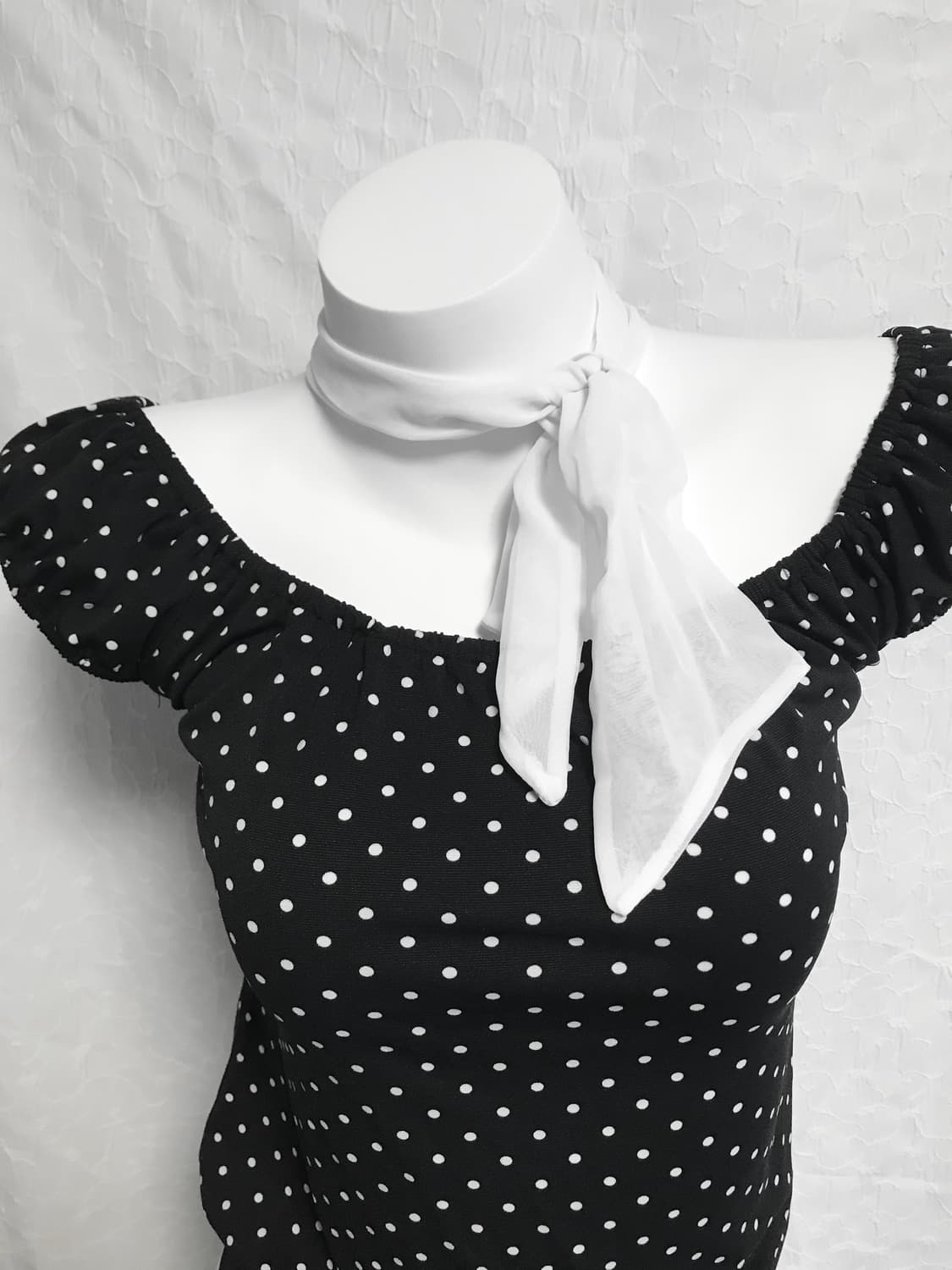 빈티지 cecil mcbee 세실맥비 도트 리본 퍼프 소매 탑 상품이미지6