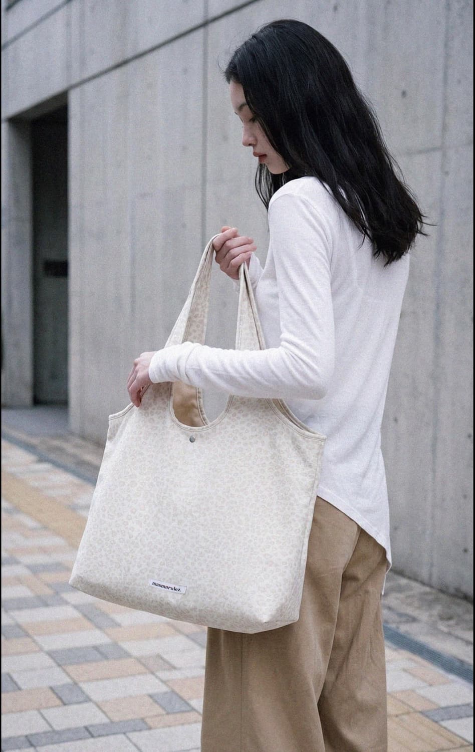 마스마룰즈 루즈핏 빅숄더 백 링클 베이지 호피 상품이미지3