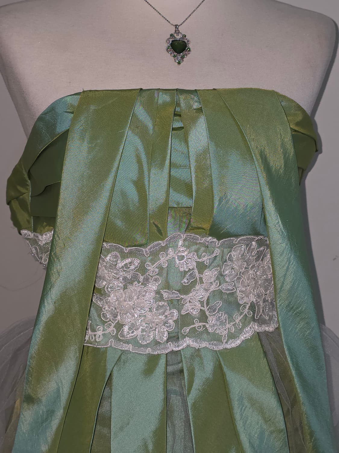 일본빈티지)그린 핀터깔 페어리계 레이스망사 벌룬드레스 댄스파티연주회 상품이미지4