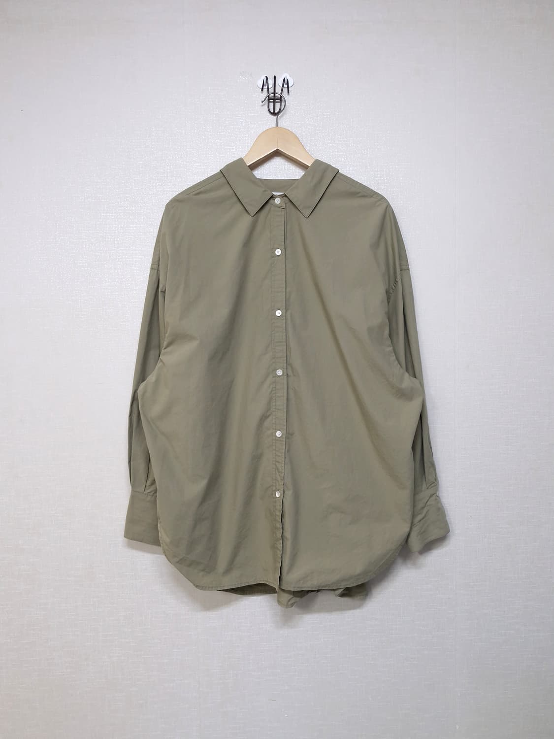 문선(MOONSUN) 오버핏 코튼 셔츠 올리브 상품이미지3