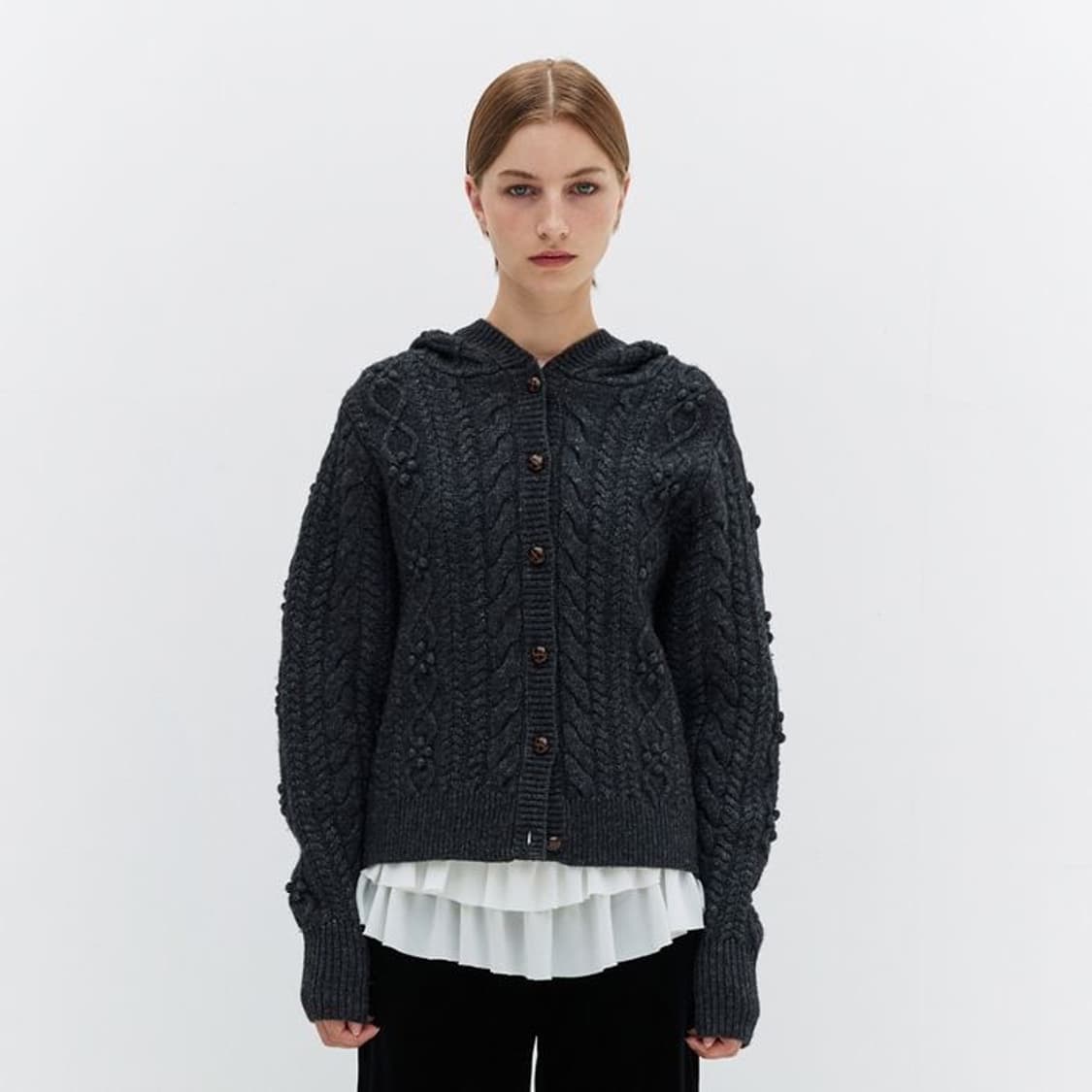 Burmula 버뮬라 CABLE HOODIE CARDIGAN  상품이미지4