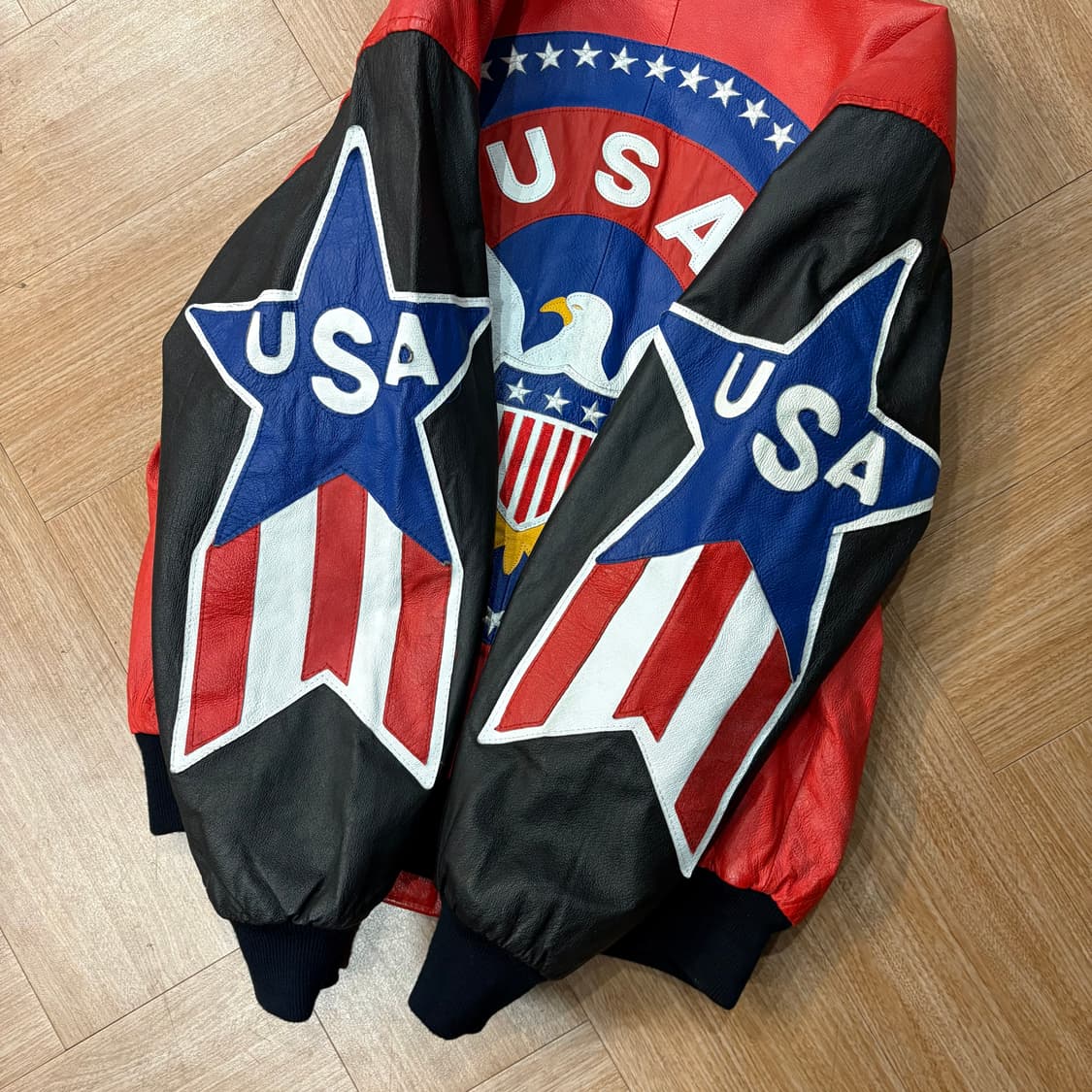 마이클호반 성조기 레더 봄버 자켓 상품이미지3